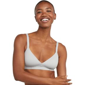 Hanes Womens Easy Comfort Moisture Wicking Pullover Bralette, L, Silver Shadow