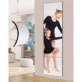 Unbreakable Full Length Wall Mirror Tiles,Shatterproof Mirror for Kids Extra Thick 1/8" 4 Pack 10"x10", Long Mirrors for Bedroom Door,Workout for Home Gym Body,Closet Mirror Wall,Home Gym Mirror