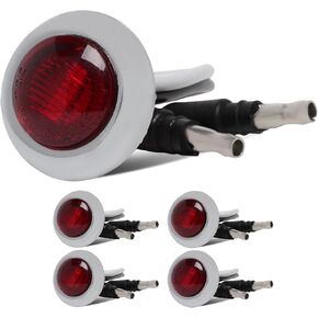 3/4" Round For Mini Small Side Marker Lights Red LED Trailer Marker Clearance Lights Stop Turn Signal Tail Indicator Light with Rubber Grommets Waterproof for Trailer Truck ATV Pickup (5 pcs)