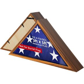 Flag Display Case for 5' x 9.5' Burial Flag,Burial Flag Case Box with HD Plexiglass and Wall Mount,Folded Triangle Flag Military Case Holder Frame for American Veteran Funeral Flag