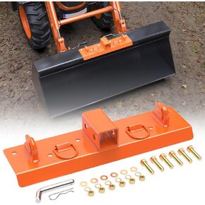 Tractor Bucket Grab Hooks, 1/4" Bolt On Grab Hooks with 1/2" Shackles and 2" Receiver for Compact Tractor Bucket,Tie Down D Rings and Grab Hooks for John Deere Tractor Bucket, Orange Tow Hook Mount