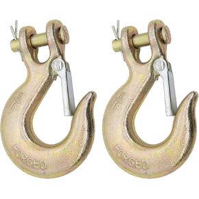 خطاف منزلق Clevis مقاس 5/16 بوصة مع مزلاج أمان، خطاف سلسلة 5/16 g70، خطاف أمان 5/16 مع مزلاج G70 سعة 18,000 رطل لمقطورة سحب ونش سحب مقطورة (عبوتان)