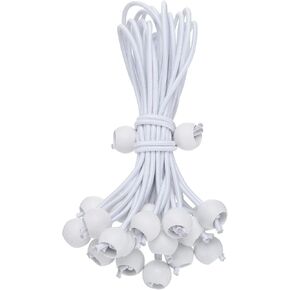 HARFINGTON 20Pcs Ball Bungee Cords 8" Heavy Duty Bungee Cord Balls Bungee Cords with Balls Tarp Bungee Balls Ties for Tent Camping Cargo Holding Wire and Hoses, White