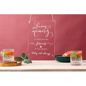 Calculs Handcraft Wedding Sign, in Loving Memory Sign Acrylic Decorative Signs & Plaques 8x10 Inches Wedding Memorial Sign Remembrance Art Table Decor with Hanging/Standing