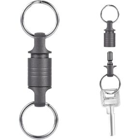 Quick Release Keychain, Pull Apart Detachable Keychain Titanium Double Keychain with 2 Stainless Steel Split Rings Heavy Duty Key Chain Holder for Car Home Keys Men Women Gift