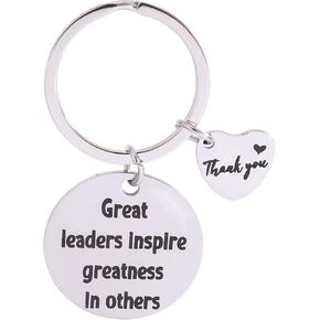 Boss Day Gifts Keychain - Boss Day Gifts for Women Men, Great Leaders Inspire Greatness in Others, Boss Birthday Appreciation Thank You Gifts, Coworkers Work Boss Office Gifts