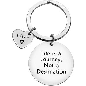Xiahuyu Sobriety Gifts Keychain Life is A Journey Not A Destination Keychain 3 Year Sobriety Anniversary Addiction Recovery Gift AA Gift NA Gift AA Recovery Sober Gifts for Men Women
