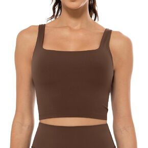 Lavento Women's Square Neck Sports Bras - Longline Padded Workout Yoga Tops with Built in Bra in Kuwait