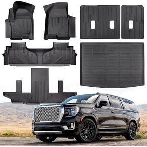 Car Floor Mat for Suburban Yukon XL: TPE Rubber Front Rear Backrest Cargo Liner - All Weather Interior Accessories for Chevy Suburban for GMC Yukon XL Bucket Seat 2021 2022 2023 2024