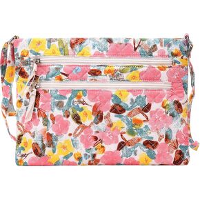 Brentano Cotton quilted Multi-zipper crossbody purse