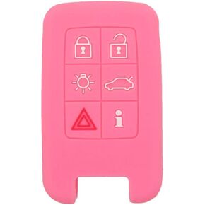 SEGADEN Silicone Cover Protector Case Holder Skin Jacket Compatible with VOLVO 6 Button Smart Remote Key Fob CV4782 Pink