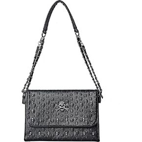 Skull Purse Goth Purse Gothic Purse Pirate Costume Accessories Spooky Punk Coffin Goth Rivet Purses and Handbags Tote Handbag Crossbody Shoulder Bag Clutch Purse Wallet for Women, Black