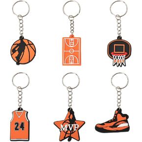 Basketball Keychain for Boys Girls Birthday Christmas Gifts for Basketball Lovers Birthday Sports Party Favor Gift for Women Men Basketball Teams Gifts for Basketball Players Sports Keychain Set of 6