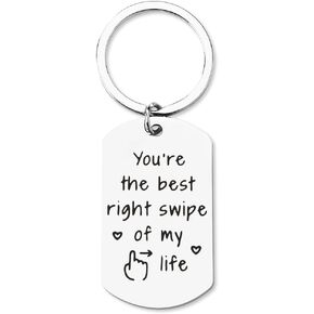 Funny Relationship Gifts for Boyfriend You’re The Best Right Swipe of My Life Keychain Online Dating Gifts for Him Long Distance Key Chains Boyfriend Gifts for Christmas Anniversary Valentines Day