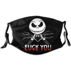 Melillah Christmas Skellington Halloween Stylish Face Mask with Replaceable Filters Activated Carbon Mask for Party Travel Daily Black 1pcs