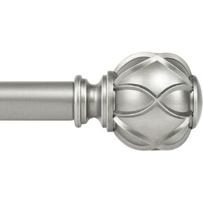 قضيب ستارة فردي مقاس 1 بوصة من كامانينا 32 إلى 58 بوصة (2.6-4.8 قدم)، قضيب ستائر فضي عتيق قابل للتعديل للنوافذ، نهاية نسيج شبكي مزخرف in Kuwait