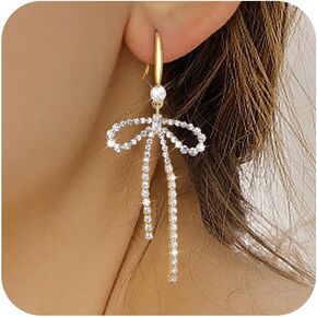 Bow Earrings Gold Earrings for Women 18K Gold Plated Drop Dangle Earrings Dainty Bow Twist Gold Huggie Hoop Earrings for Women Jewelry