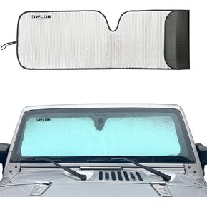 Windshield Sun Shade for Jeep Wrangler TJ JK JKU JL JLU |Aluminum Foil Film Car Winshied Sunshade|Effectively Blocking Heat and UV Rays|1Pcs