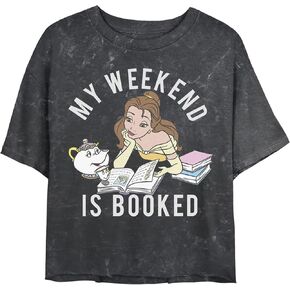 Disney Princess Booked Women's Mineral Wash Short Sleeve Crop Tee