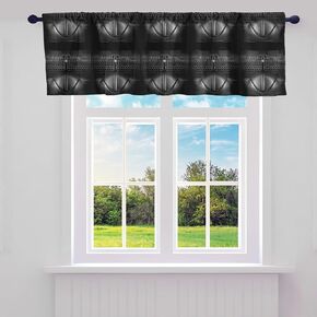 jejeloiu Basketball Kitchen Curtains Valances, Sports Theme Kitchen Curtains Valances, Basketball Arena Curtain Valances for Windows Bathroom, 1 Panel 52"x12", Black Gray