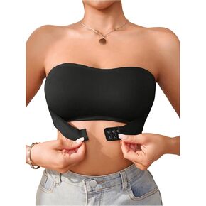 Women's Front Closure Strapless Bandeau Bra Sleeveless Wireless Bralette Tube Tops