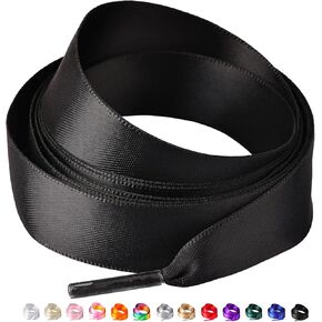 Olukssck 2 Pairs Ribbon Shoe Laces for Women, 3/4" Wide Colorful Satin Shoelaces for Sneakers