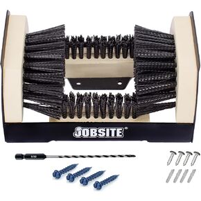 JobSite The Original Boot Scrubber - Includes Drill Bit & Screws for Masonry & Concrete Mounting - All Weather Industrial Shoe Cleaner & Scraper Brush