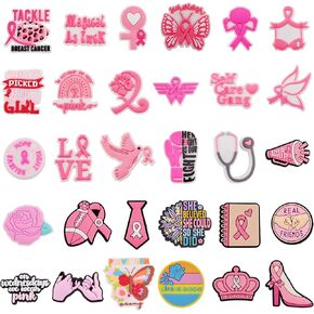 30pcs Shoe Charms Accessories for Women Girls Coffee Flowers Breast Cancer Awareness Wedding Christmas Clogs Pins Shoe Decoration Charms