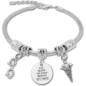 Optometry Gifts Stainless Steel Bracelet Eye Doctors Graduation Gift Optometrist Jewelry Future Doctor Gifts for Women Optometrist Gifts for Eye Doctors Birthday Gift Doctors Day Gift for Women