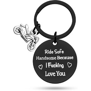 Heigebi Motorcycle Gift Ride Safe Gifts Biker Keychain from Girlfriend Couple Birthday Christmas Valentine's Day Present