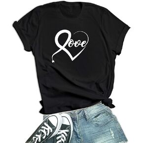 Heart Shirts for Women - Cute Love Gifts for Her Graphic Trendy Short Sleeve Valentine's T-Shirts