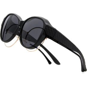 BLUE CUT Fit Over Polarized Sunglasses For Women Stylish Solar Shield Clip-On Over Prescription Glasses