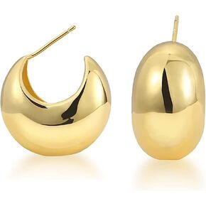 Chunky Gold Hoop Earrings for Women，Lightweight Hollow Open Hoops with 18K Real Gold Plated Tear Drop Earrings,Hypoallergenic Gold Plated Earrings Fashion Jewelry for Women…