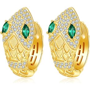 Snake Hoop Earrings | Dainty Cubic Zirconia Huggie Hoop Earrings for Women Trendy Jewelry Birthday Valentines Gift