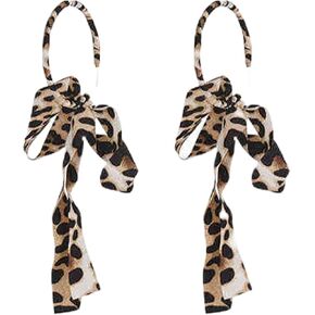Leopard Earrings For Women Hoop Bow Leopard Print Jewelry Halloween Ribbon Drop Earrings For Festival Party Daily Accessory
