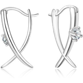 X Moissanite Hoop Earrings for Women - 925 sterling silver letter X Moissanite diamond Hoop Earrings Jewelry Gifts Hypoallergenic