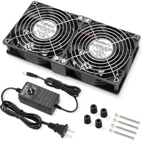 3 x 120mm 360mm Computer Fan with AC Plug Variable Speed Control 110V - 240v, Ball Bearing Window Fan with Exhaust and Intake, Cooling for RV Fridge PC Case Server Racks Grow Tents in Kuwait