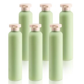 Fuyamp 6 Pack 8.8 oz Squeeze Bottles for Shampoo, 260 ml Green Plastic Travel Bottles Flip Cap Refillable Reusable Containers for Toiletries Shampoo and Lotion Soap Accessories