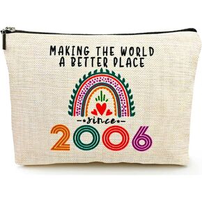 19th Birthday Gifts for Girls Makeup Bags, 2006 Happy 19th Birthday Decorations for Teen Girls, 19 Year Old Girl Birthday Gifts for Daughter, Sister, Granddaughter, Cosmetic Travel Pouch, Christmas
