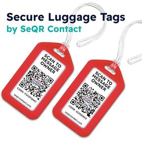 Private Luggage Tags | Smart QR Bag Tags That Keeps Personal info Private | Includes Messaging for Luggage Backpack Suitcase Recovery | Customizable tag for Travel Baggage, Kids Backpack & Work