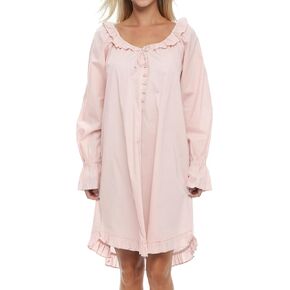 Alexander Del Rossa 100% Cotton Nightgowns for Women, Victorian Vintage Womens Cotton Nightgown - White Night Gown