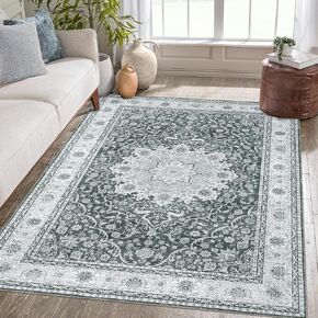 Entryway Rug 2x3 Small Area Rug Machine Washable Rug Indoor Non Slip Stain Resistant Throw Floor Cover Vintage Accent Rug Traditional Plaid Rug Carpet for Living Room Bedroom Kitchen, Blue