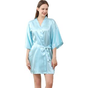 QXQTER Women's Silk Satin Robe Bride Bridesmaid Wedding Bridal Party Robes Kimono Dressing Gown