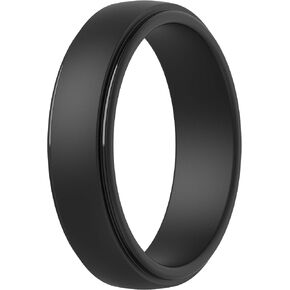 ThunderFit Silicone Rings for Men, Stepped Edge Rubber Wedding Bands - 1/4 Variety Multipack