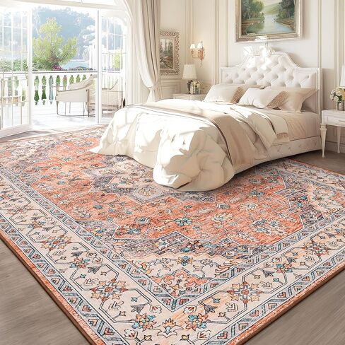 flydoit سجاد المنطقة خمر لغرفة المعيشة، 4x6 رمادي الأزهار ميدالية سجادة قابلة للغسل لغرفة النوم، فو الصوف فائقة لينة الرجعية لهجة البساط، عدم الانزلاق السجاد الداخلي للمطبخ مكتب غرفة الطعام الديكور in Kuwait