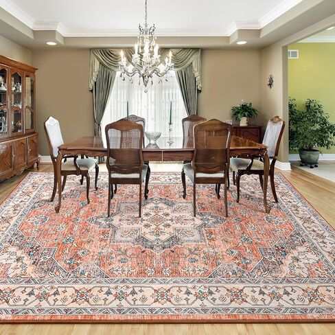 flydoit سجاد المنطقة خمر لغرفة المعيشة، 4x6 رمادي الأزهار ميدالية سجادة قابلة للغسل لغرفة النوم، فو الصوف فائقة لينة الرجعية لهجة البساط، عدم الانزلاق السجاد الداخلي للمطبخ مكتب غرفة الطعام الديكور in Kuwait