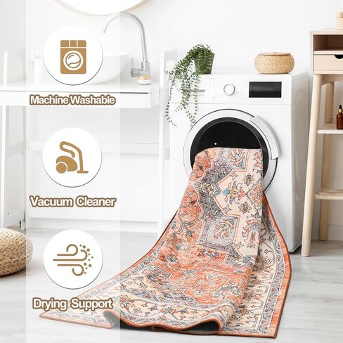 flydoit سجاد المنطقة خمر لغرفة المعيشة، 4x6 رمادي الأزهار ميدالية سجادة قابلة للغسل لغرفة النوم، فو الصوف فائقة لينة الرجعية لهجة البساط، عدم الانزلاق السجاد الداخلي للمطبخ مكتب غرفة الطعام الديكور in Kuwait