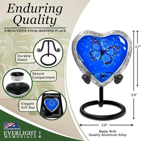 Cremation Urns for Human Ashes - Black Butterfly Large Decorative Urn for Adult Men & Women - Burial Urns for Adult Human Ashes in Saudi Arabia
