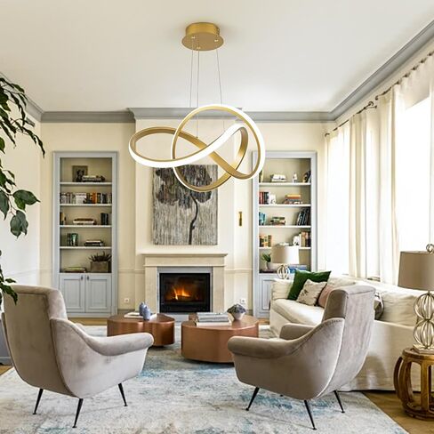 MAYNA Modern LED Pendant Light Fixture, Contemporary LED Chandelier with Irregular Ring Lights, Adjustable Modern Chandeliers for Dining Room Kitchen Entryway Living Room Bedroom, 6000K Daylight in Saudi Arabia