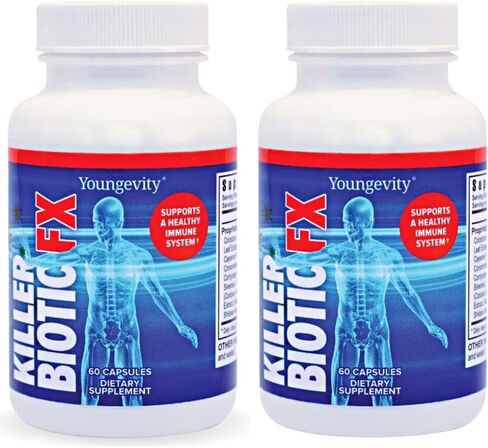 Youngevity Killer Biotic FX - دعم الجهاز المناعي | مصدرها دنج النحل والفطر واللبأ | دعم المناعة الطبيعية | 60 كبسولة in Kuwait